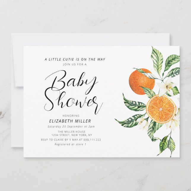 Invitation lettrage élégant petit baby shower mignon (Devant)