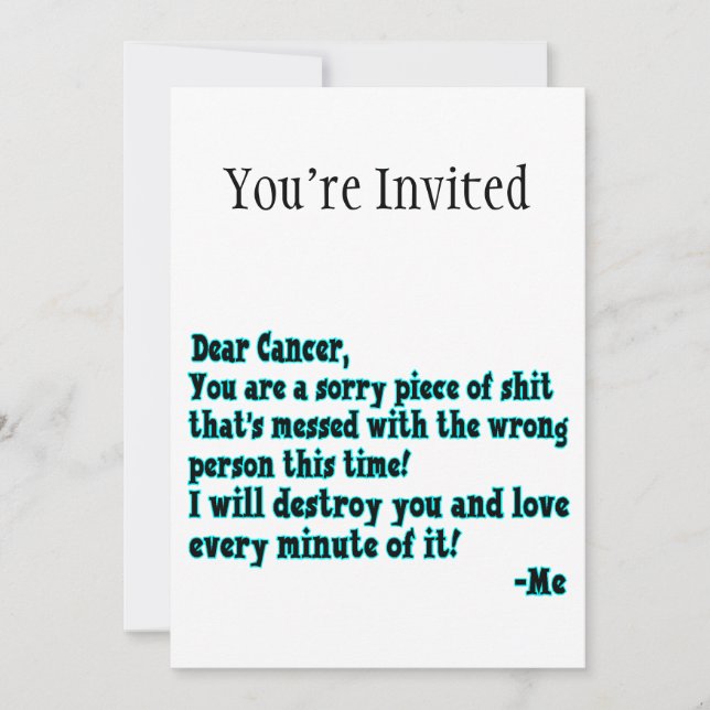 Invitation Lettre au Cancer (Devant)