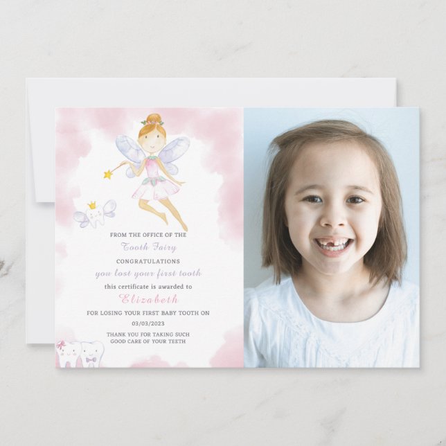Invitation Lettre aux dents mignonnes avec photo (Devant)