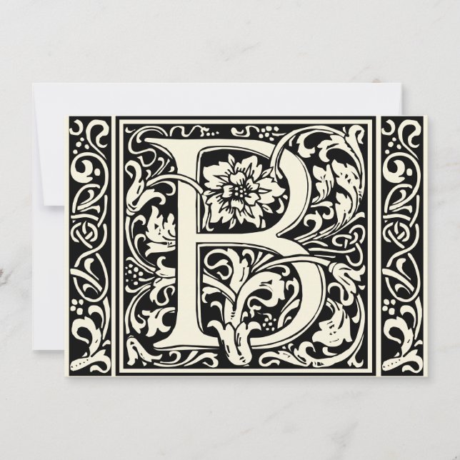 Invitation Lettre B Monogramme médiéval Art Nouveau (Devant)