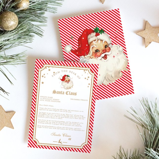 Invitation LETTRE BLANCHE ROUGE DE Père Noël (Letter From Santa)