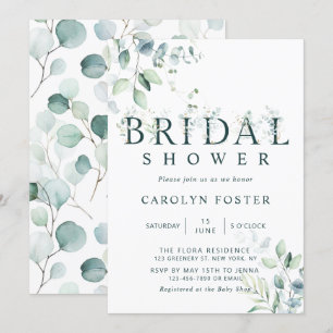 Invitation Lettre botanique Eucalyptus Fête de l'mariée