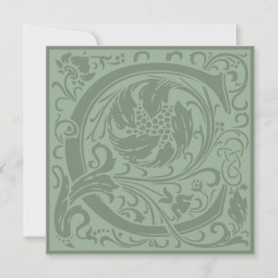 Invitation Lettre C Monogramme Alphabet Floral William Morris