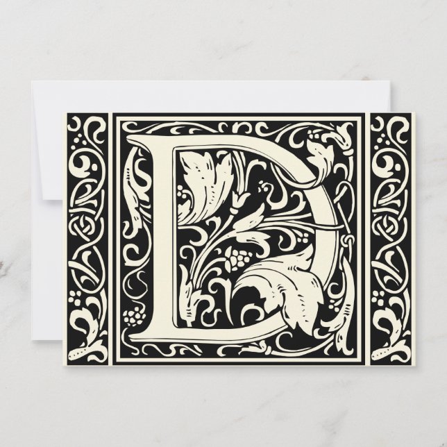 Invitation Lettre D Monogramme médiéval Art Nouveau (Devant)