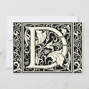 Invitation Lettre D Monogramme médiéval Art Nouveau