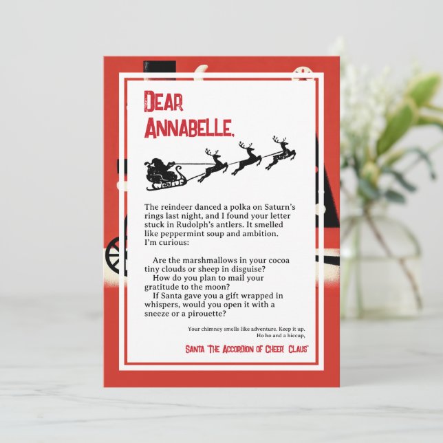 Invitation Lettre Dada Absurdiste de Père Noël (Debout devant)