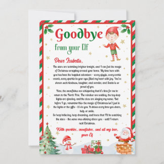 Invitation Lettre d'adieu de l'elfe Noël