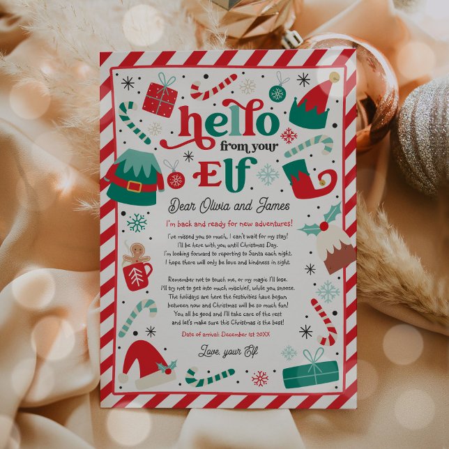 Invitation Lettre d'arrivée d'elf Bonjour de votre elf Elf No (Créateur téléchargé)