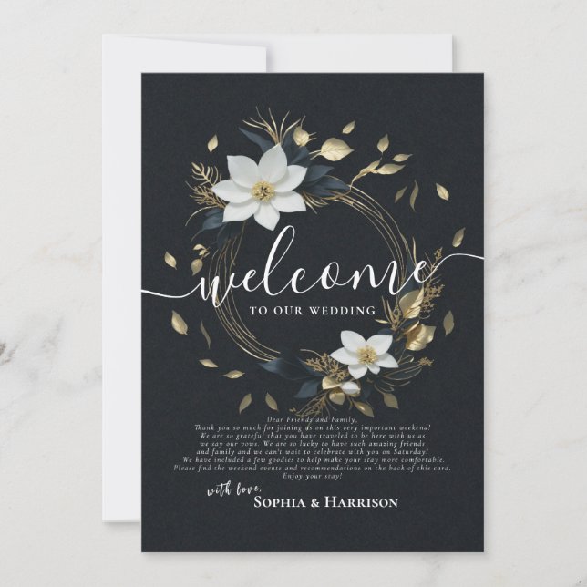 Invitation Lettre de bienvenue et itinéraire de mariage à cou (Devant)