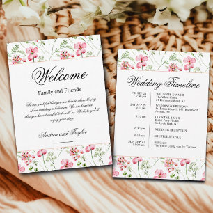 Invitation Lettre de bienvenue pour sac de mariage floral et 