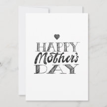 Lettre de la fête des mères noir et blanc & Cœur