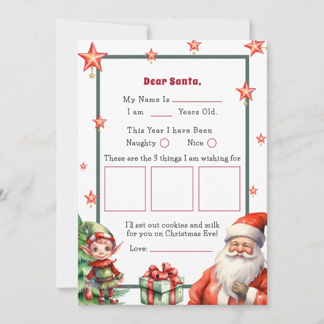 Invitation Lettre de Noël personnalisée pour Père Noël et Elf (Devant)
