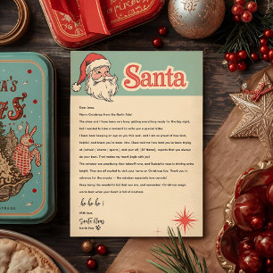Invitation Lettre de Père Noël Rétro Vintage   Noël