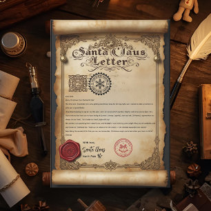 Invitation Lettre de Père Noël sur parchemin brûlé vintage