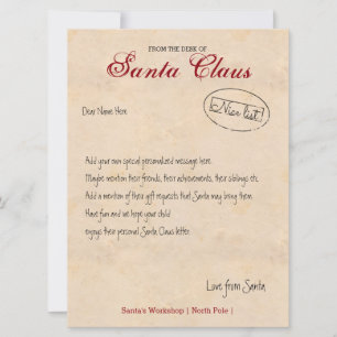 Invitation Lettre Du Bureau De Père Noël Personnalisée