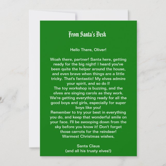 Invitation Lettre du bureau du Père Noël (Devant)