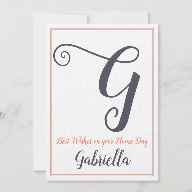 Invitation Lettre du jour Saint's Day G Monogramme (Devant)