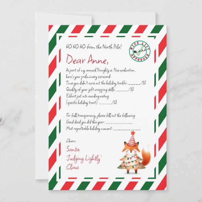 Invitation Lettre du Père Noël : Carnet de notes des Bons Poi (Devant)