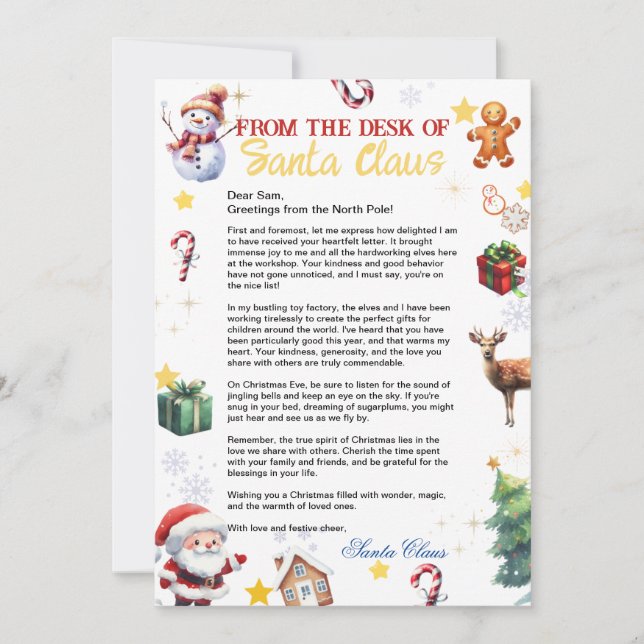 Invitation Lettre du Père Noël Fêtes de Noël (Devant)