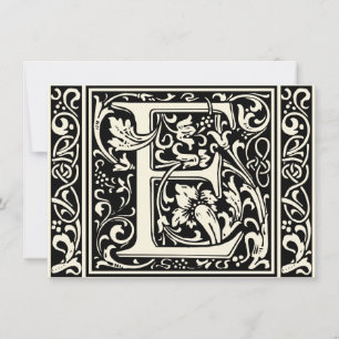 Invitation Lettre E Monogramme médiéval Art Nouveau
