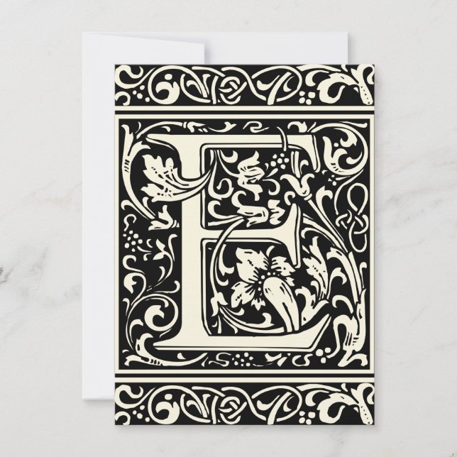 Invitation Lettre E Monogramme médiéval Art Nouveau (Devant)