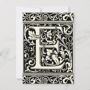Invitation Lettre E Monogramme médiéval Art Nouveau