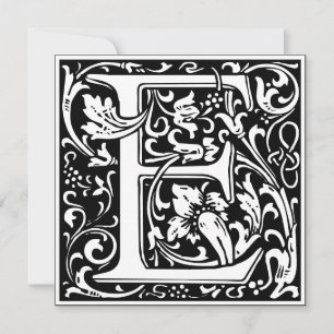 Invitation LETTRE E MONOGRAPHIQUE Florale Art Nouveau