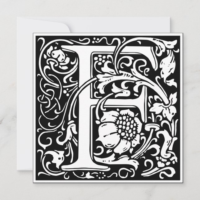 Invitation LETTRE F MONOGRAPHIQUE AFRIQUE Florale Art Nouveau (Devant)