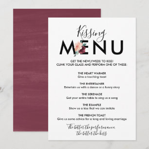 Invitation Lettre Fleurie   Menu de Baiser Marron