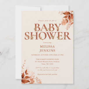 Invitation LETTRE Florale Rustique Baby shower Automne