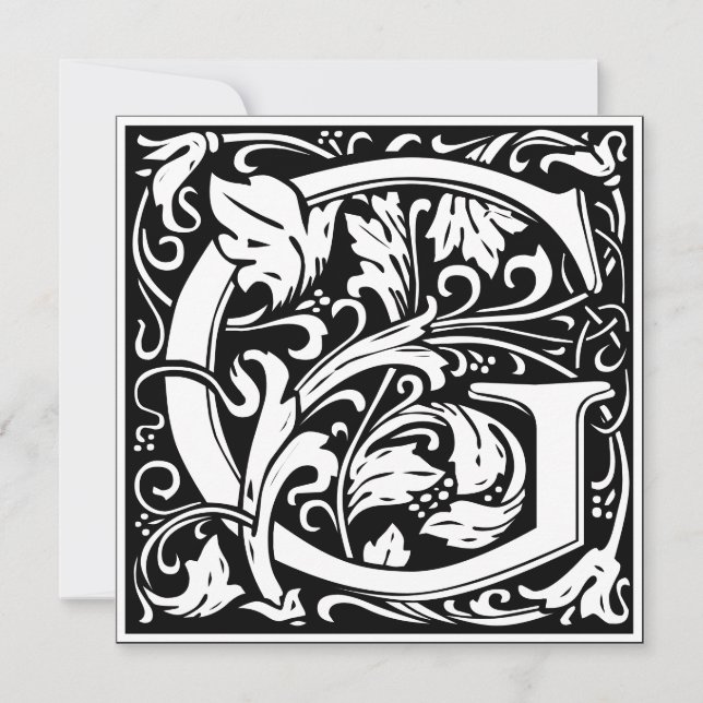 Invitation LETTRE G MONOGRAPHIQUE ALPHABET Floral Art Nouveau (Devant)