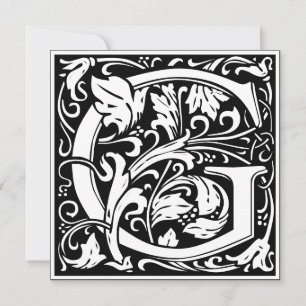 Invitation LETTRE G MONOGRAPHIQUE ALPHABET Floral Art Nouveau