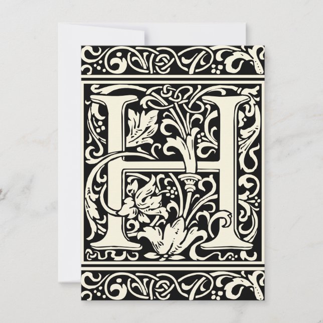 Invitation Lettre H Monogramme médiéval Art Nouveau (Devant)