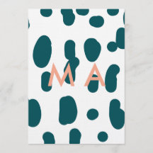 Lettre homme monogramme pastel orange à pois bleus