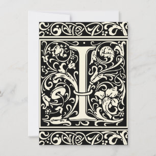 Invitation Lettre I Monogramme médiéval Art Nouveau