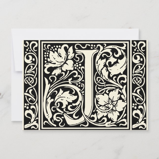 Invitation Lettre J Monogramme médiéval Art Nouveau (Devant)