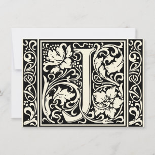 Invitation Lettre J Monogramme médiéval Art Nouveau