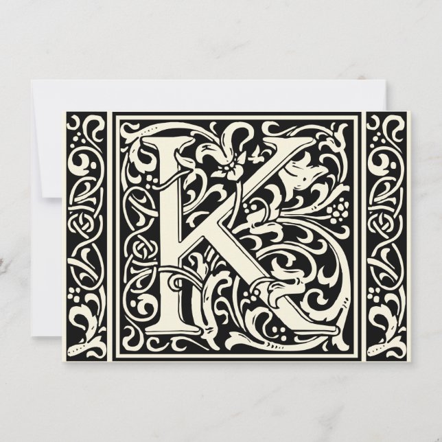 Invitation Lettre K Monogramme médiéval Art Nouveau (Devant)