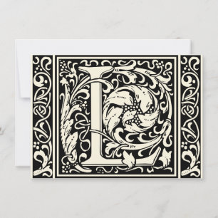 Invitation Lettre L Monogramme médiéval Art Nouveau