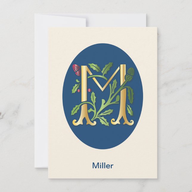 Invitation Lettre M Monogram Fleur de lis (Devant)