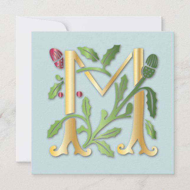 Invitation Lettre M Monogram Fleur de lis (Devant)