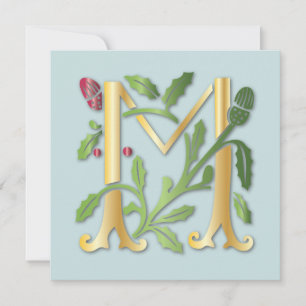 Invitation Lettre M Monogram Fleur de lis