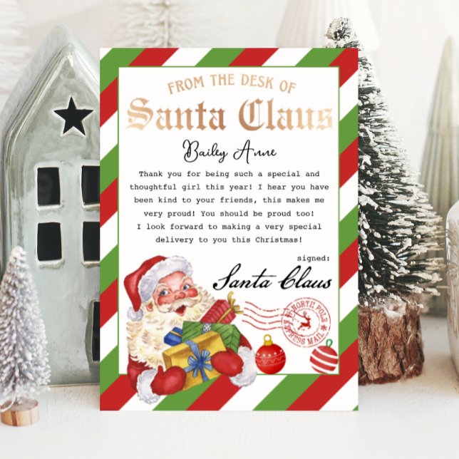 Invitation Lettre magique personnalisée de Père Noël imprimab (letter from Santa claus from the North pole magical and festive watercolor letter)