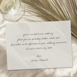 Invitation Lettre manuscrite minimaliste Mariage
