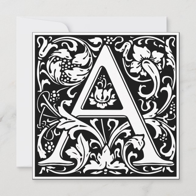 Invitation LETTRE MONOGRAPHIQUE A Florale Art Nouveau (Devant)
