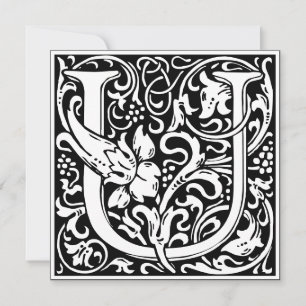 Invitation LETTRE MONOGRAPHIQUE Art Nouveau Floral Alphabet U