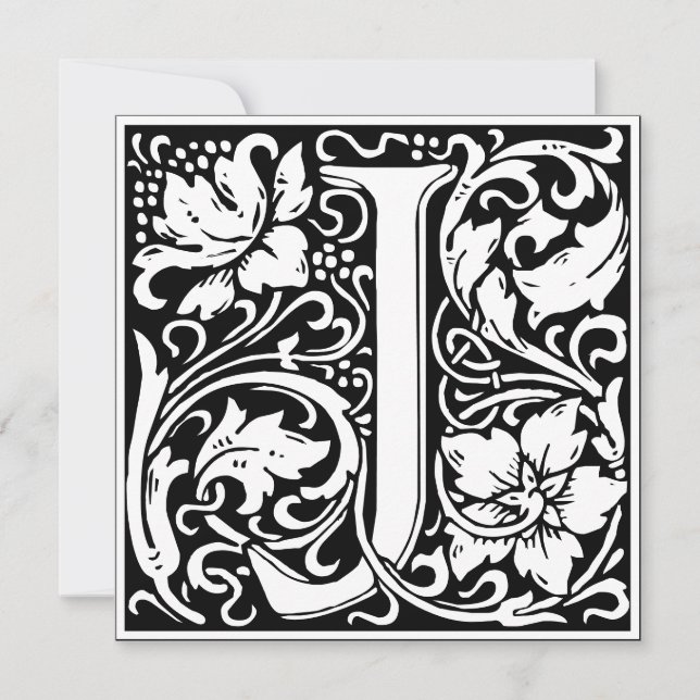 Invitation LETTRE MONOGRAPHIQUE J Florale Art Nouveau (Devant)