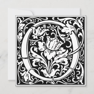 Invitation LETTRE MONOGRAPHIQUE O Art Nouveau Floral Alphabet