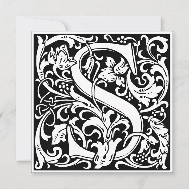 Invitation LETTRE MONOGRAPHIQUE S Florale Art Nouveau (Devant)