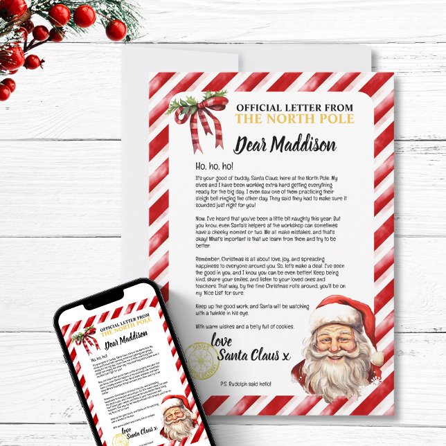Invitation Lettre Naughty Personnalisée Positive De Père Noël (Positive Personalized Naughty Letter To Santa  magic north pole  workshop for kids children vintage)